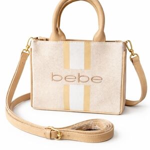 Bebe Beige and White Crossbody Bag